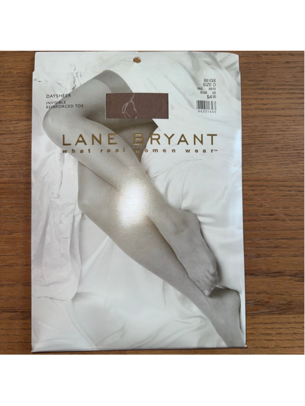 NOS Women's Size D Lane Bryant Beige DaySheer Reinforced Toe Pantyhose USA
